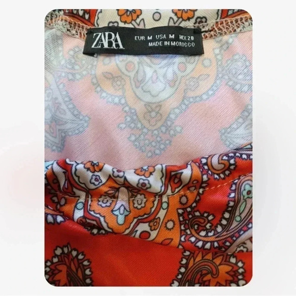Zara Boho Paisley  Hanky Orange Halter Tank Top Size Medium - Picture 9 of 10